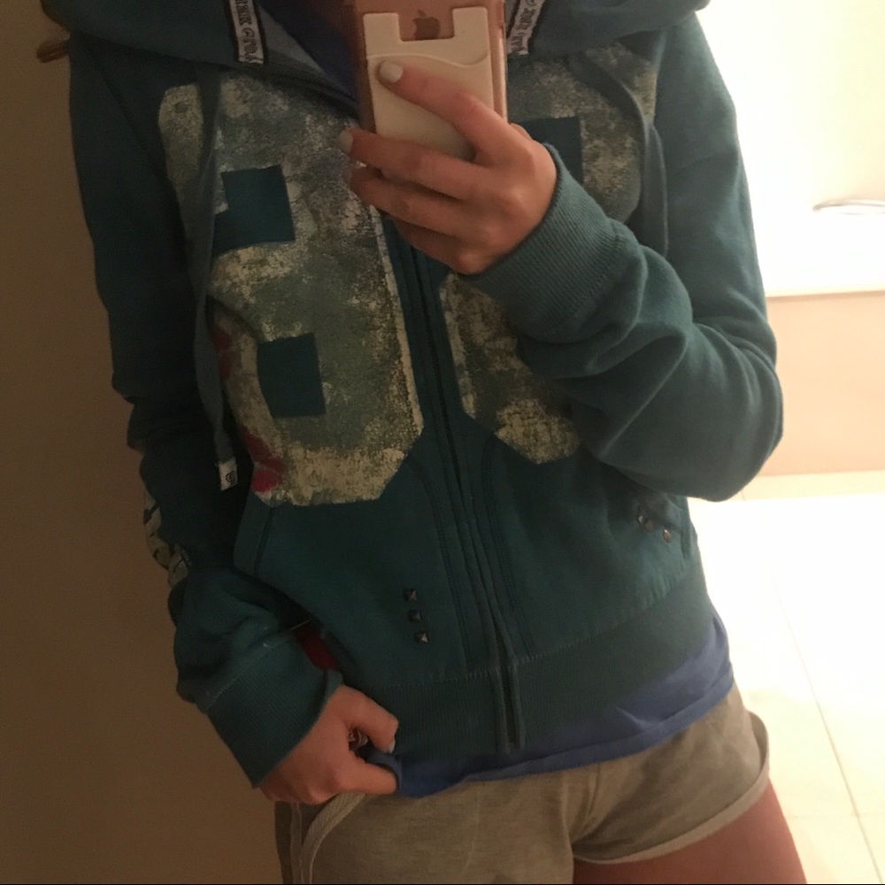 VS PINK Turquoise Sweatshirt with Studs